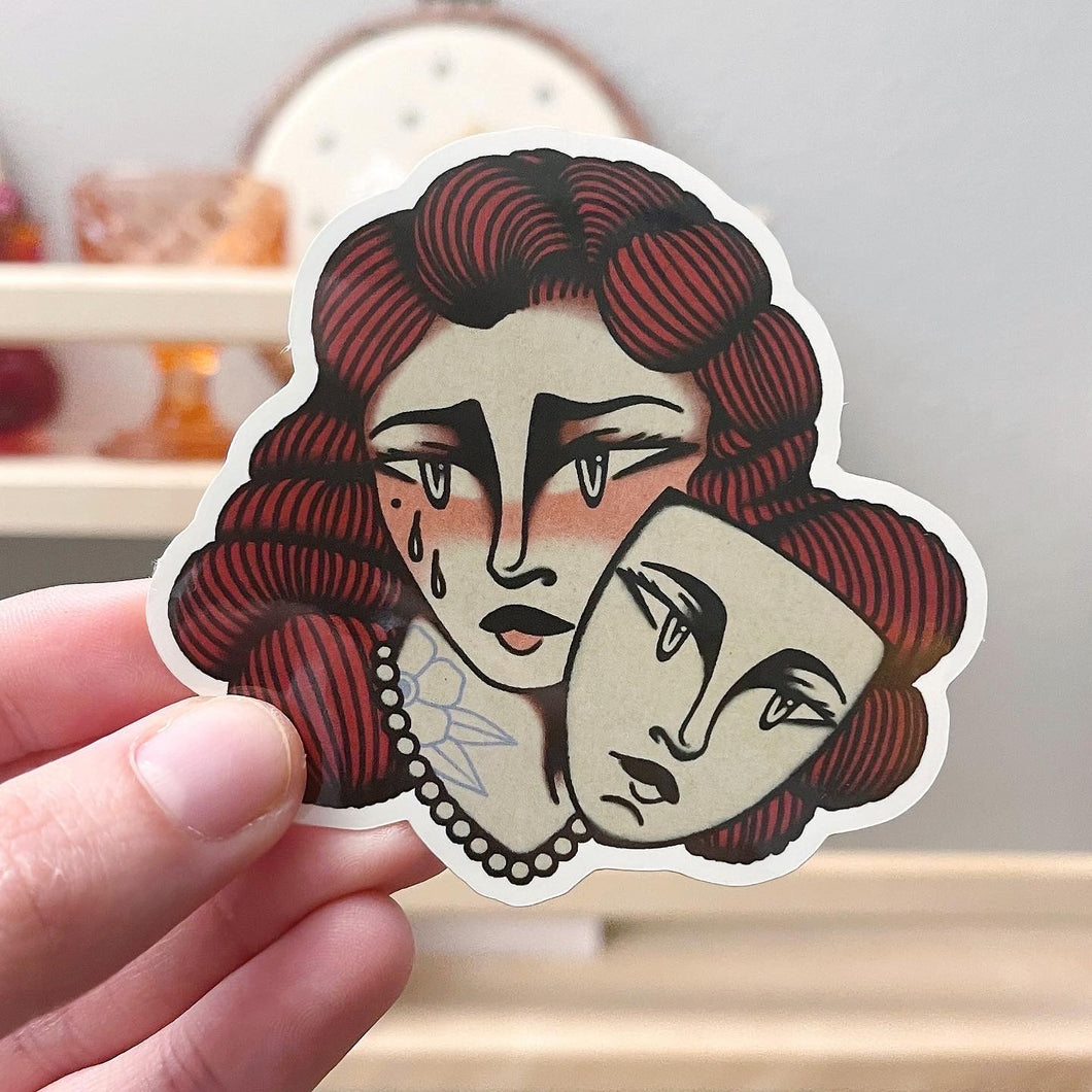 tragedy mask sticker